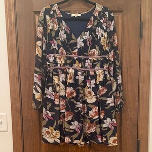 Navy Floral Long Sleeve Dress